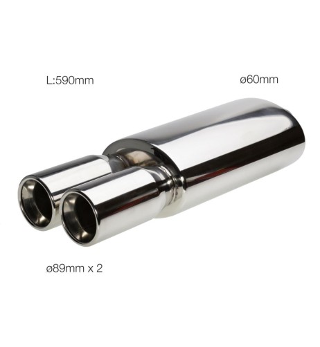 Marmitta universale inox uscita rotonda doppia 60mm ESR109