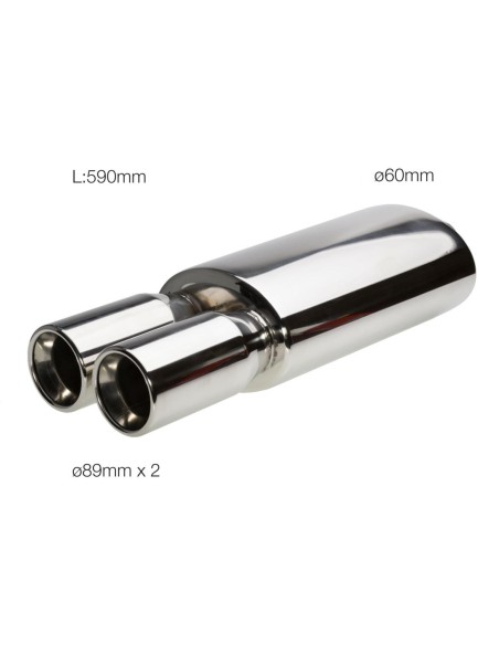 Marmitta universale inox uscita rotonda doppia 60mm ESR109