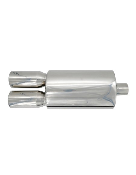 Marmitta universale inox uscita rotonda doppia 60mm ESR109