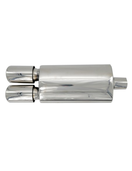 Marmitta universale inox uscita rotonda doppia 76mm