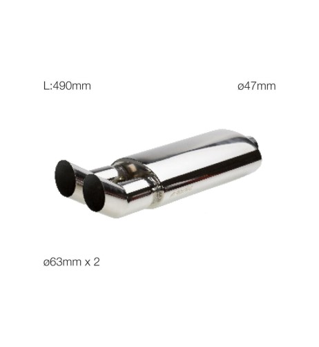 Marmitta universale inox uscita rotonda doppia DTM ESR654