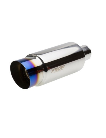 Marmitta universale inox uscita rotonda inclinata 90mm titanium look