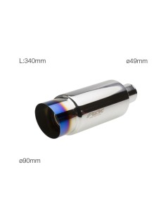 Marmitta universale inox uscita rotonda inclinata 90mm titanium look 2