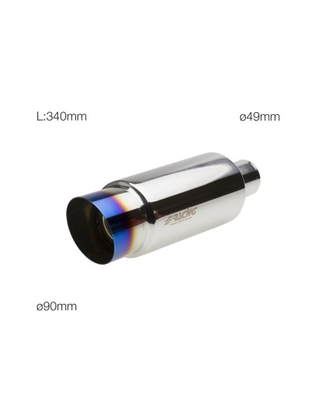 Marmitta universale inox uscita rotonda inclinata 90mm titanium look