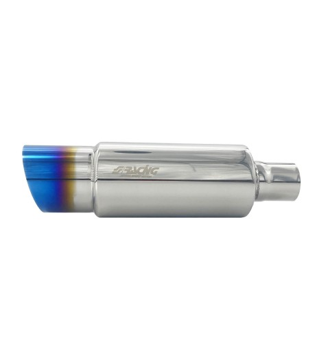 Marmitta universale inox uscita rotonda inclinata 90mm titanium look