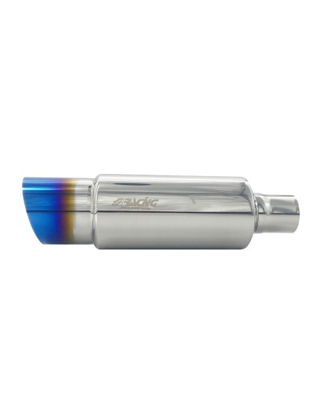 Marmitta universale inox uscita rotonda inclinata 90mm titanium look