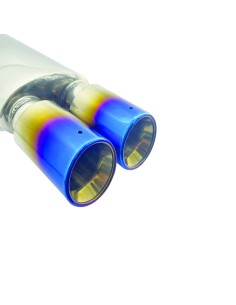 Marmitta universale titanio uscita rotonda doppia 66mm ESR758 2