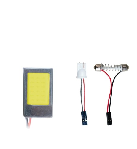 Pannello COB LED con adattatori T10 e C5W luce bianca 28x18mm