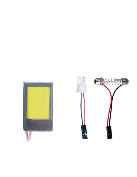 Pannello COB LED con adattatori T10 e C5W luce bianca 28x18mm