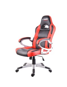 Poltrona ufficio sedile Racing eco pelle con braccioli nera rossa