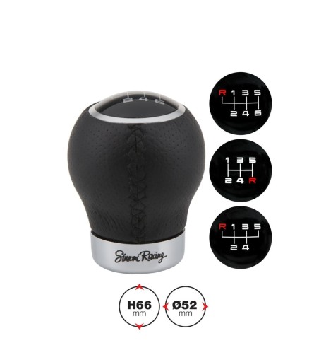 Pomello cambio universale Simoni Racing Rev eco pelle e alluminio