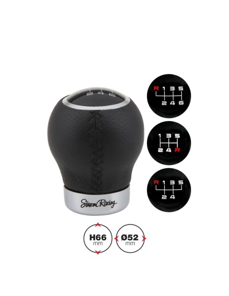 Pomello cambio universale Simoni Racing Rev eco pelle e alluminio