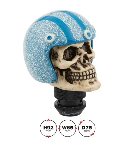 Pomello cambio universale Simoni Racing Skeletor teschio elmetto blu