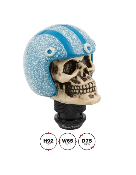 Pomello cambio universale Simoni Racing Skeletor teschio elmetto blu