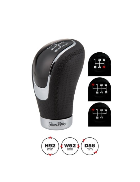 Pomello cambio universale Simoni Racing Skin in eco pelle nera forata
