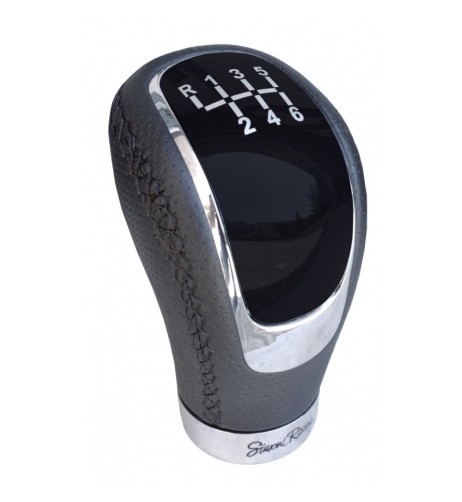 Pomello cambio universale Simoni Racing Skin in eco pelle nera forata