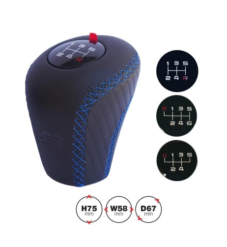 Pomello cambio universale Simoni Racing Slick Blue in eco pelle nera