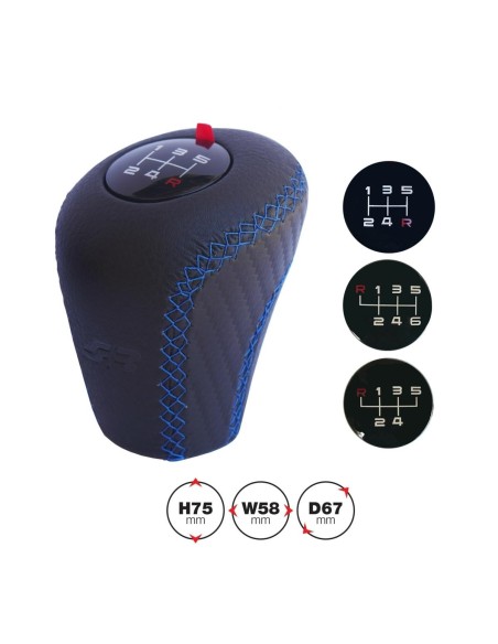 Pomello cambio universale Simoni Racing Slick Blue in eco pelle nera