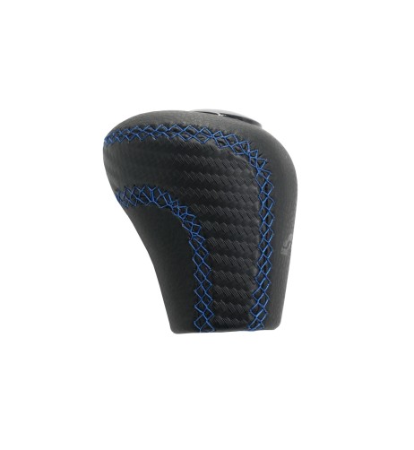 Pomello cambio universale Simoni Racing Slick Blue in eco pelle nera