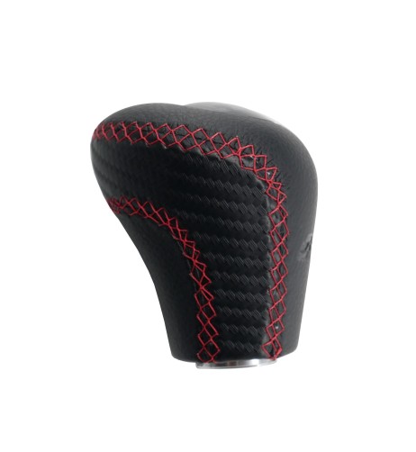 Pomello cambio universale Simoni Racing Slick Red in eco pelle nera