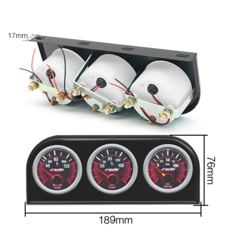Portastrumenti 2 52mm universale Simoni Racing 3 fori metallo nero