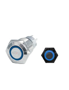 Pulsante on off cromato con led circolare blu 3A 12V