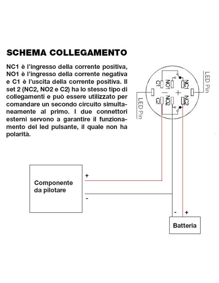 Pulsante on off cromato con led circolare blu 3A 12V