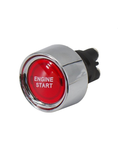 Pulsante starter illuminato con bordo cromato Luce rossa 12V 50A