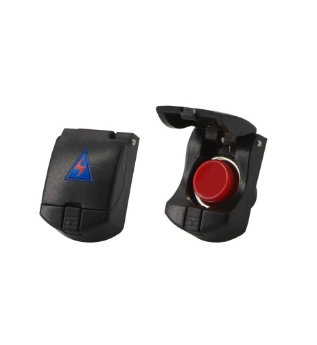 Pulsante universale auto con sportellino nero 12V 7A