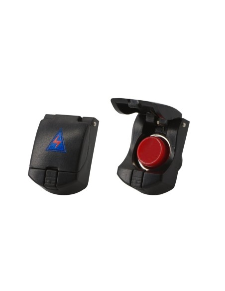 Pulsante universale auto con sportellino nero 12V 7A