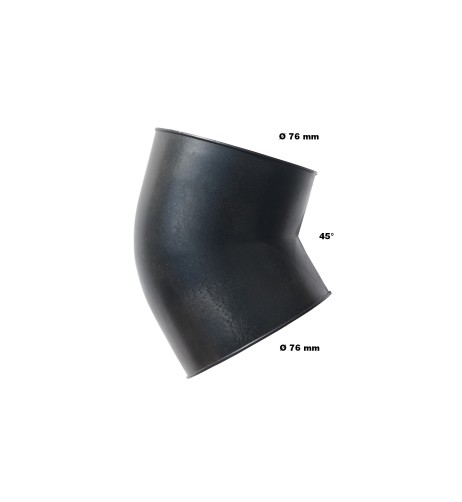 Raccordo in gomma ad angolo 45 gradi entrata 76mm uscita 76mm