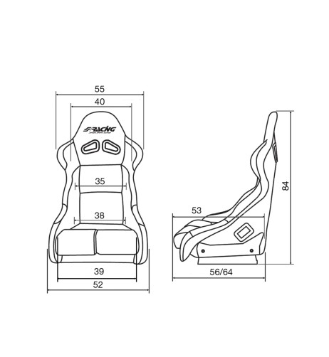 Sedile sportivo non reclinabile Simoni Racing Damon in tessuto nero