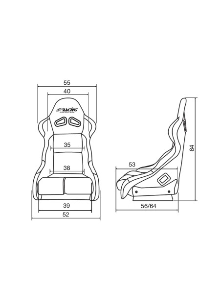 Sedile sportivo non reclinabile Simoni Racing Damon in tessuto nero