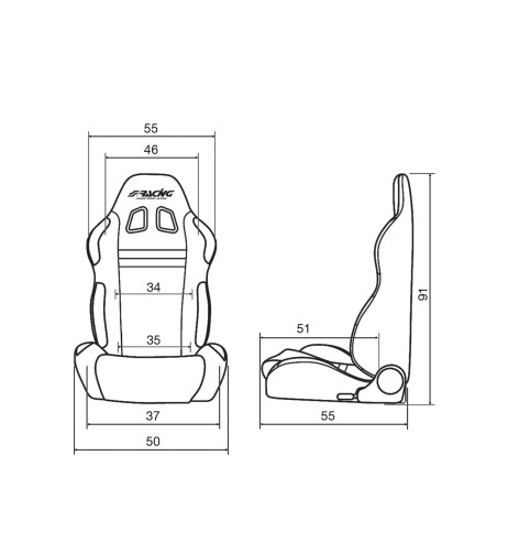 Sedile sportivo reclinabile Simoni Racing Jenson in tessuto jacquard nero