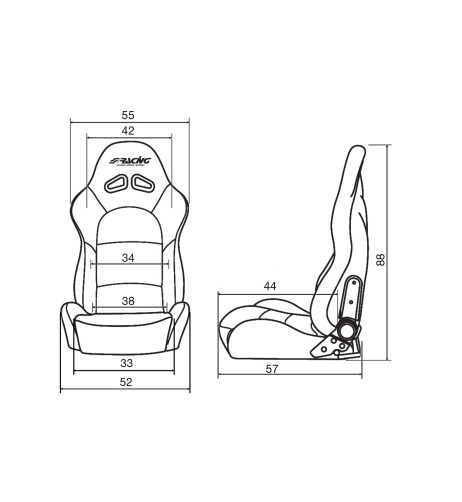 Sedile sportivo reclinabile Simoni Racing Max tessuto nero