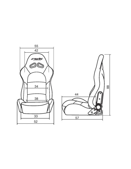 Sedile sportivo reclinabile Simoni Racing Max tessuto nero