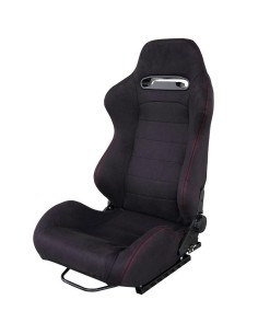 Sedile sportivo reclinabile Simoni Racing Miky velluto nero cuciture rosse