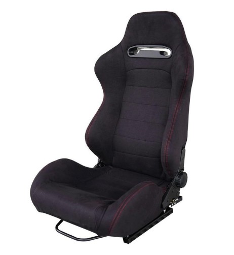 Sedile sportivo reclinabile Simoni Racing Miky velluto nero cuciture rosse