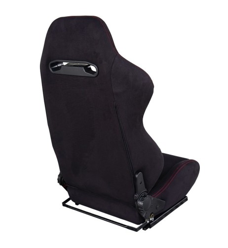 Sedile sportivo reclinabile Simoni Racing Miky velluto nero cuciture rosse