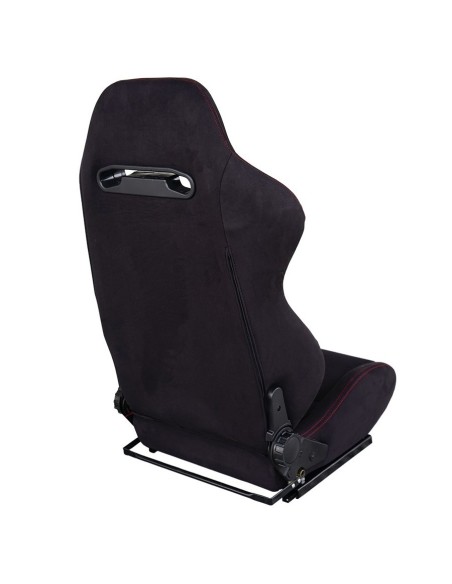 Sedile sportivo reclinabile Simoni Racing Miky velluto nero cuciture rosse