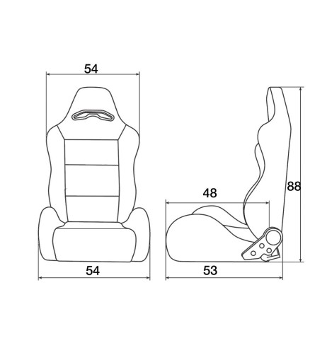 Sedile sportivo reclinabile Simoni Racing Miky velluto nero cuciture rosse