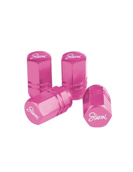 Set 4 cappucci coprivalvola rosa ruote auto Simoni Racing CAPS2 P