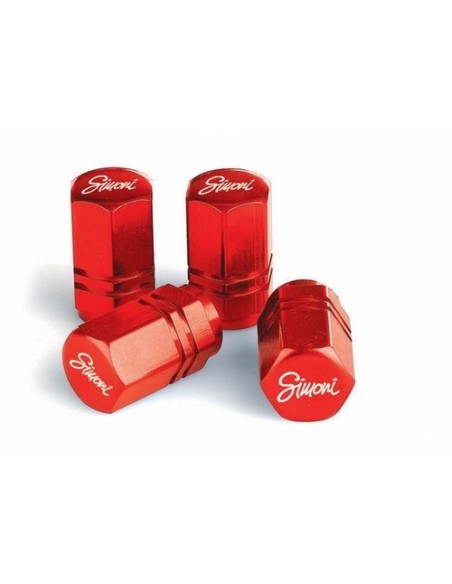 Set 4 cappucci coprivalvola rossi ruote auto Simoni Racing CAPS2 R