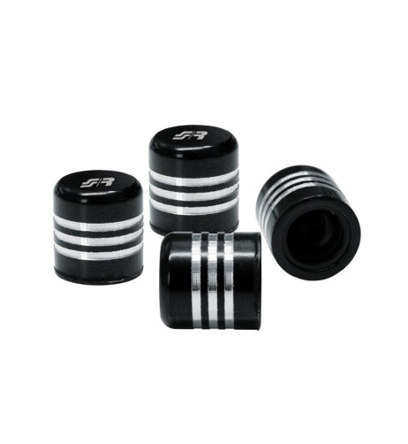 Set 4 tappi coprivalvola cappucci Simoni Racing Line neri e inserti cromati