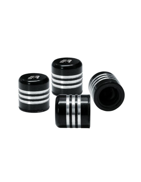 Set 4 tappi coprivalvola cappucci Simoni Racing Line neri e inserti cromati