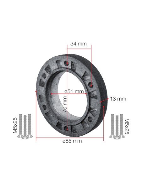 Spessore distanziale 13mm per mozzo volante Simoni Racing