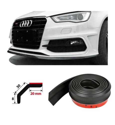 Spoiler splitter anteriore universale adesivo in gomma nera