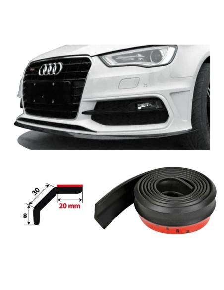 Spoiler splitter anteriore universale adesivo in gomma nera