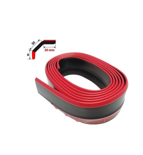 Spoiler splitter anteriore universale adesivo in gomma nera e rossa