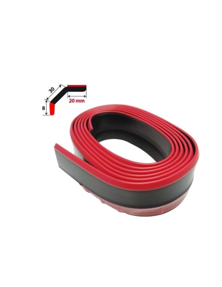 Spoiler splitter anteriore universale adesivo in gomma nera e rossa